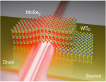 MoSe2/WS2 heterojunction photodiode integrated with a silicon nitride waveguide for near infrared light detection with high responsivity